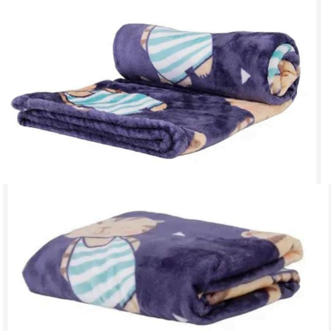 Cobertor Infantil Baby Flannel Etruria Azul Marinho Tigo X