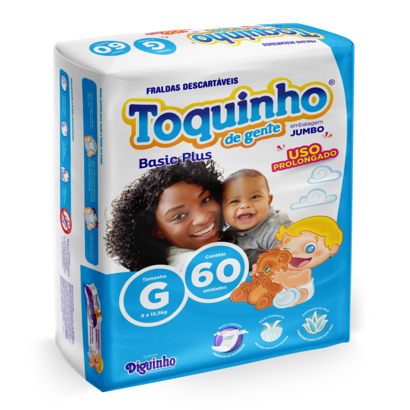 Fralda Toquinho De Gente Basic Plus Tamanho G Com 60 Unid.