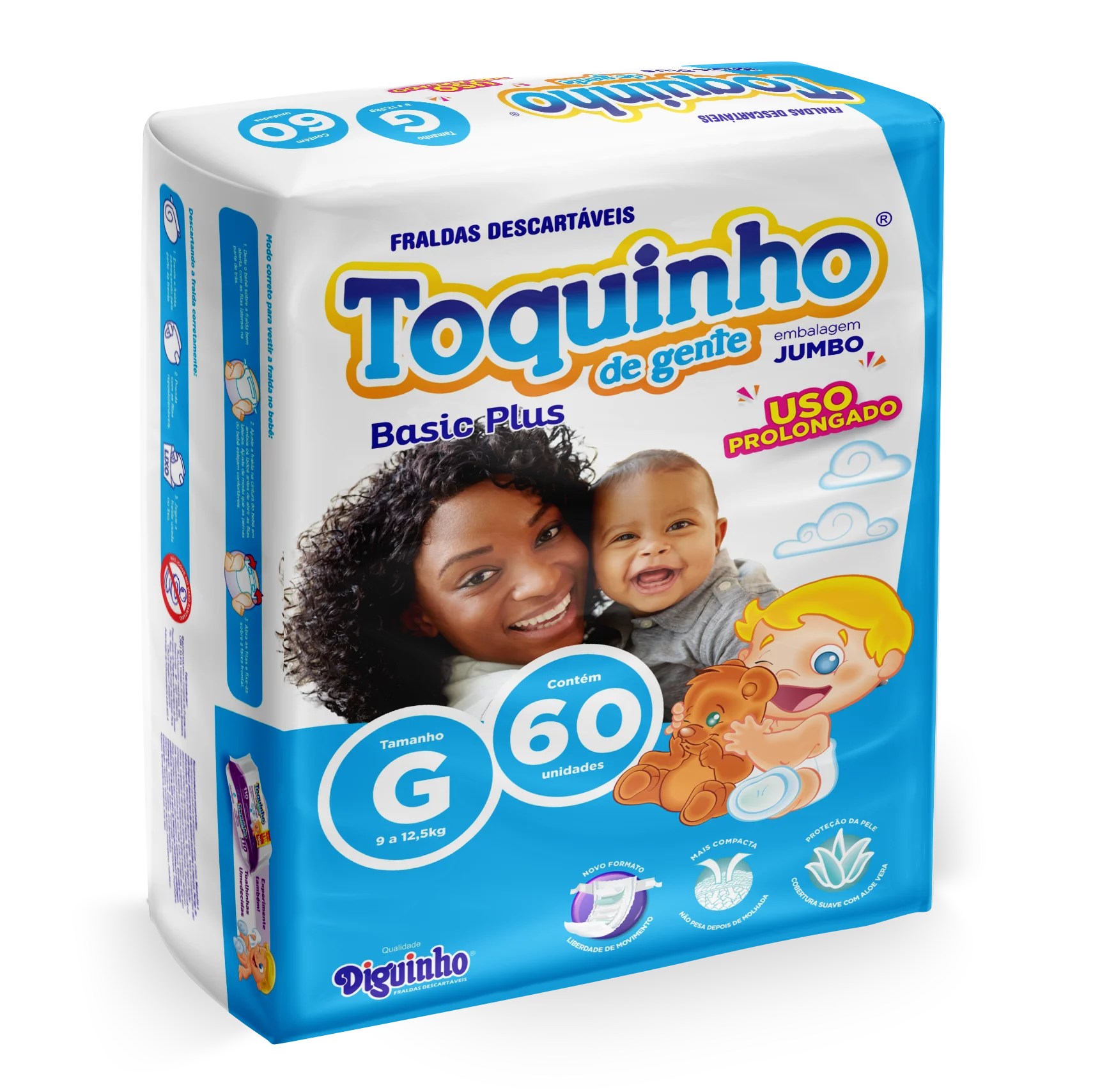 Fralda Toquinho De Gente Basic Plus Tamanho G Com 60 Unid