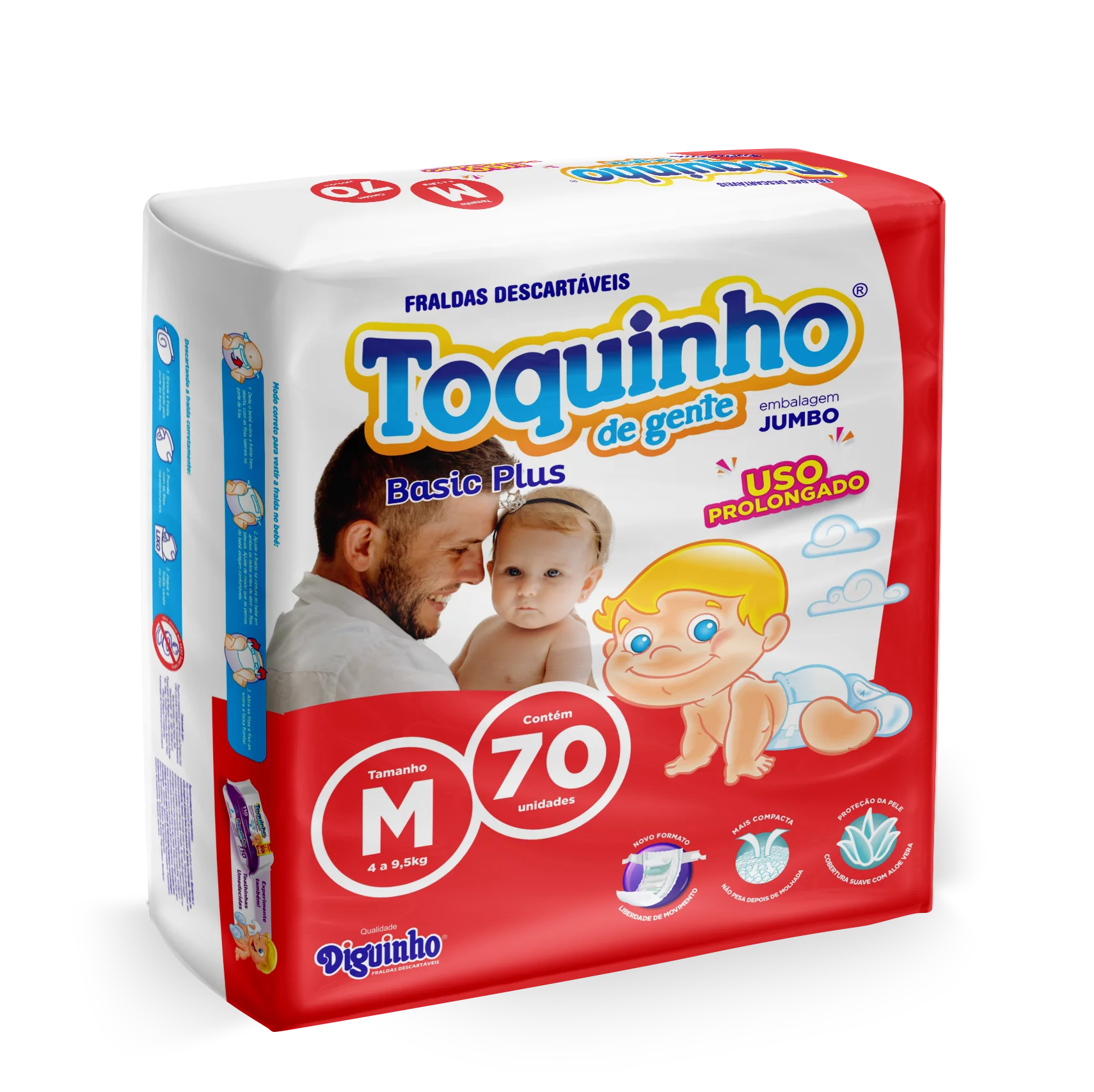 Fraldas Descartáveis Diguinho Toquinho De Gente Plus Atacado Tamanho Médio (M)