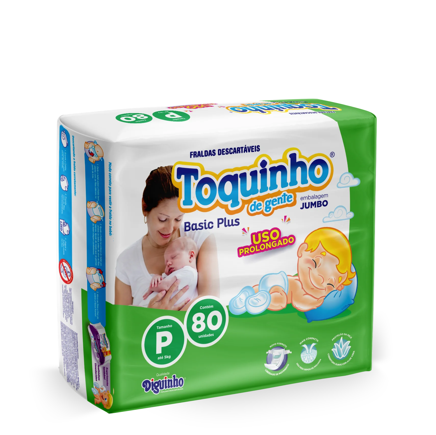 Fraldas Descartáveis Diguinho Toquinho De Gente Plus Atacado Tamanho Pequeno (P)