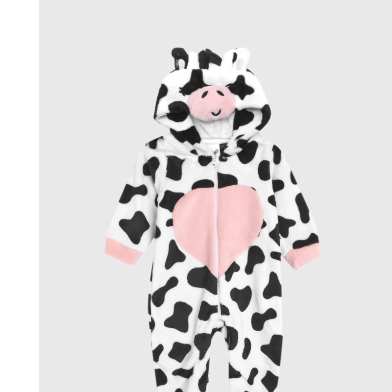 macacão tiptop vaca BRANCO COM PRETO E ROSA - Imagem 2