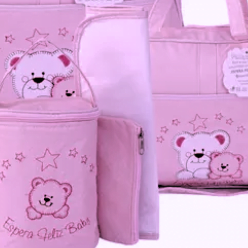 bolsa maternidade espera feliz cor lilás 4 peças - Imagem 2