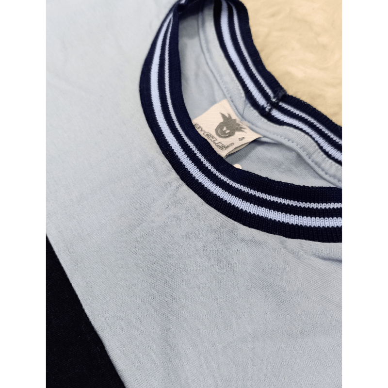 camiseta by gus meia malha cor azul marinho com azul claro - Imagem 3
