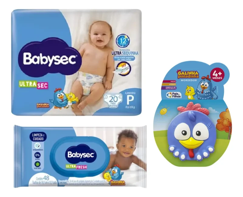 Kit Chá De Bebê Fraldas Babysec Lenços E Mimo