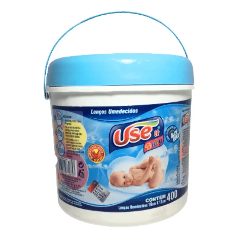 Lenço Umedecido Balde Azul Com 400 Unidades