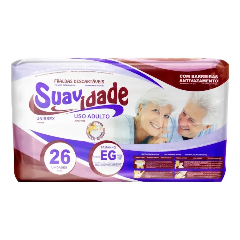 Fraldas Adulto Descartáveis Suavidade EG 26 Unidades