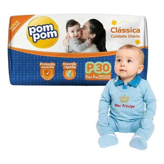 Kit Pom Pom Chá De Bebê Roupinha Baby Fraldas
