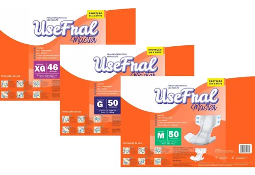 Kit Fralda Geriatrica no Atacado 2 Linha M G Xg 50 Unid