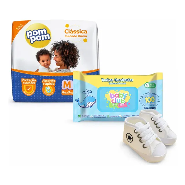 Kit Fralda Pom Pom Jumbo M: Presente Ideal Chá de Bebê