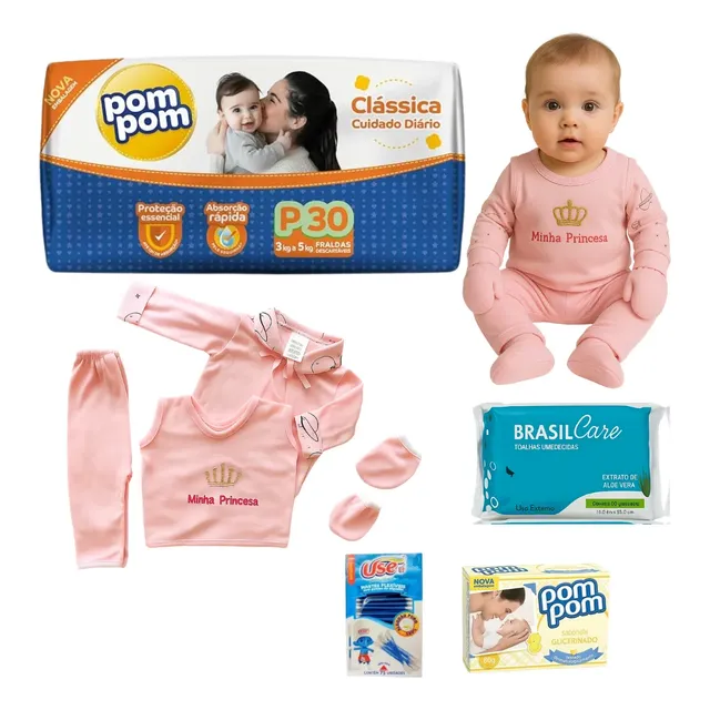 Pom Pom Kit Bebê Fraldas Higiene Maternidade Mimo