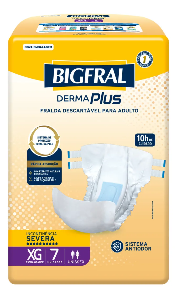 Fralda Geriátrica Bigfral Plus Tamanho Exg Com 7 Tiras