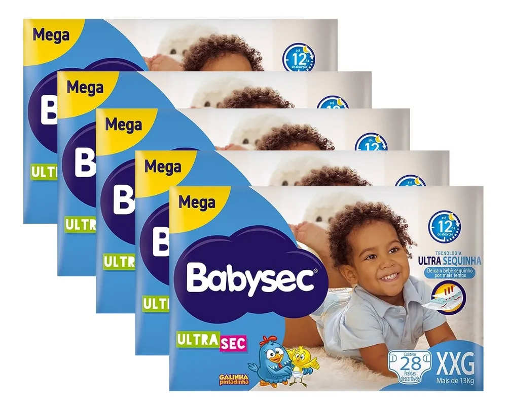 Kit Fraldas Babysec Com 5 Pacotes