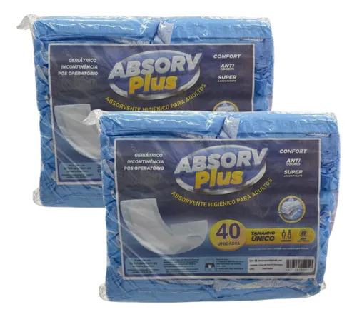 Kit Absorvente Incontinência Urinaria Com Fita Adesiva 80 Un