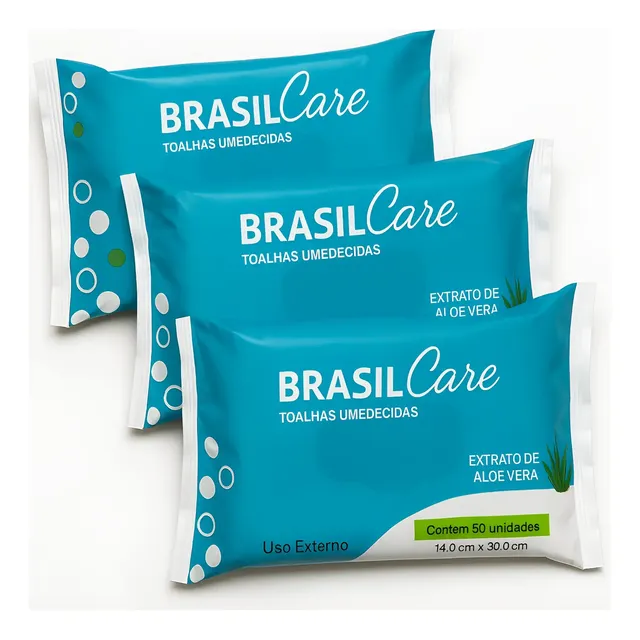 Toalha Umedecida Kit Com 3 Pacotes Total 150 Unidades