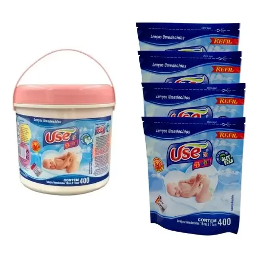 Kit Lenços Balde E Refil Total 2000 Unidades