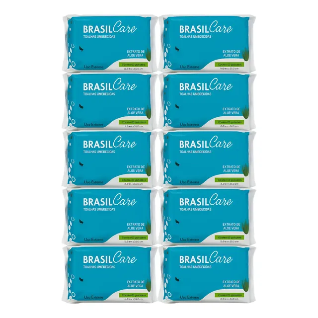 Toalha Umedecida Kit Com 10 Pacotes Total 500 Unidades