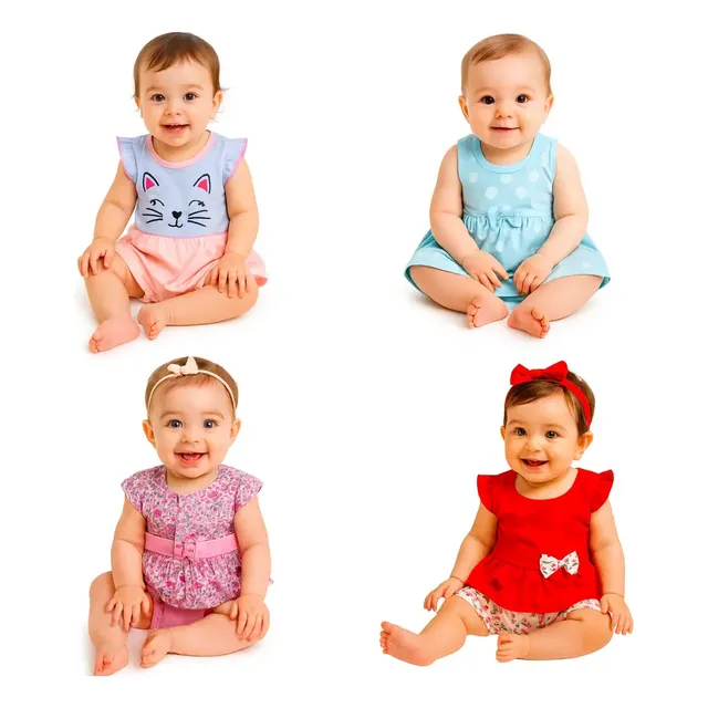 Kit 4 Roupa Body Infantil Recem Nascido Masculino Feminino