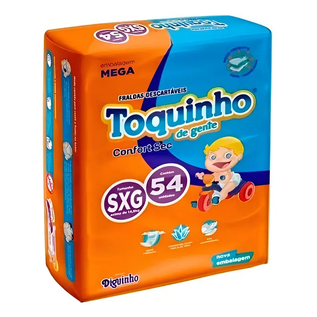 Fraldas Toquinho Plus Sxg 54un Toque Suave 15 A 21kg Antiderramamento Sem Gênero Sxg Sem Gênero