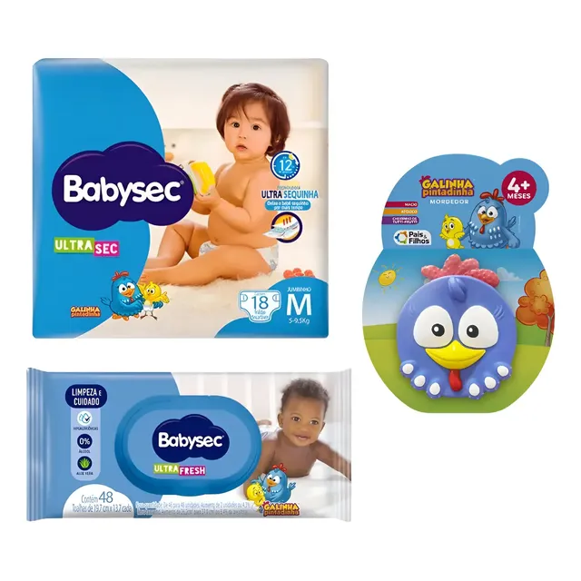Kit Chá De Bebê Fraldas Babysec Lenços E Mimo