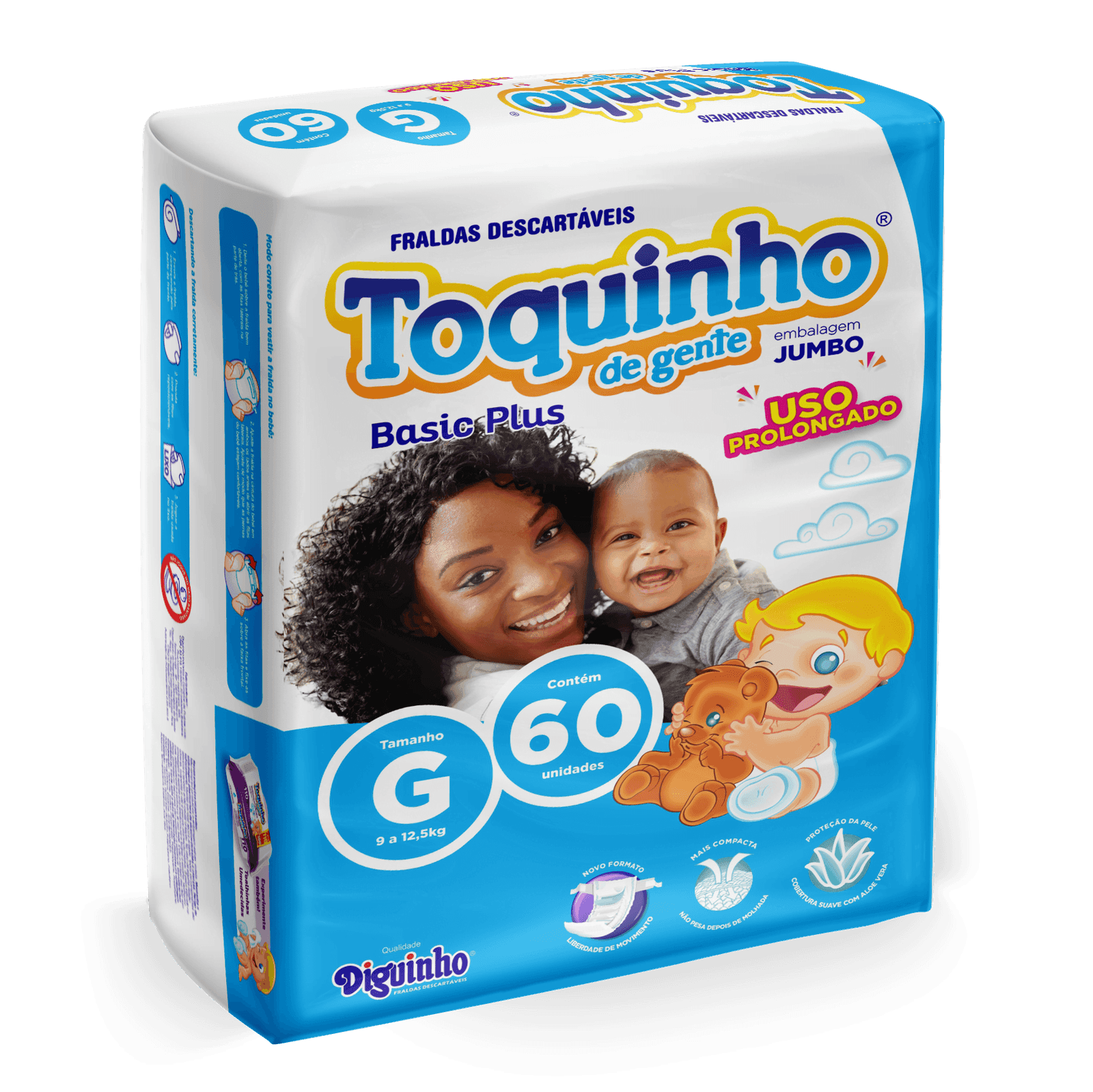 Fralda Toquinho De Gente Basic Plus Tamanho G Com 60 Unid