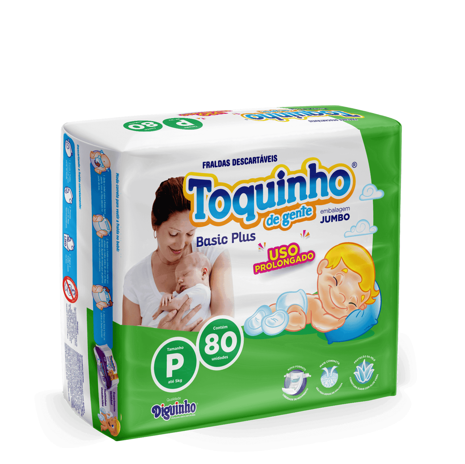 Fraldas Diguinho Toquinho de Gente Plus P - Atacado Conforto