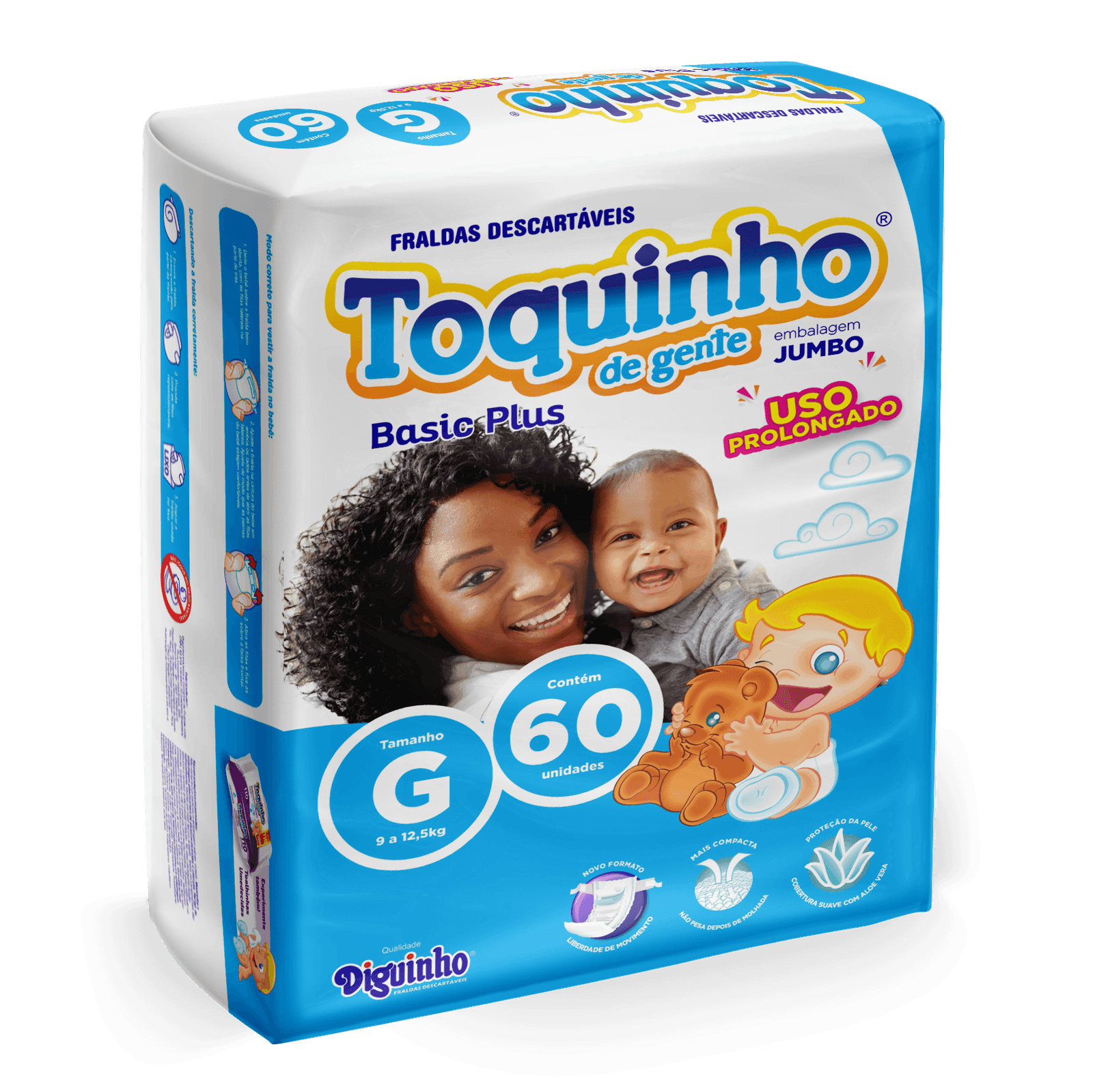 Fralda Toquinho De Gente Basic Plus Tamanho G Com 60 Unid